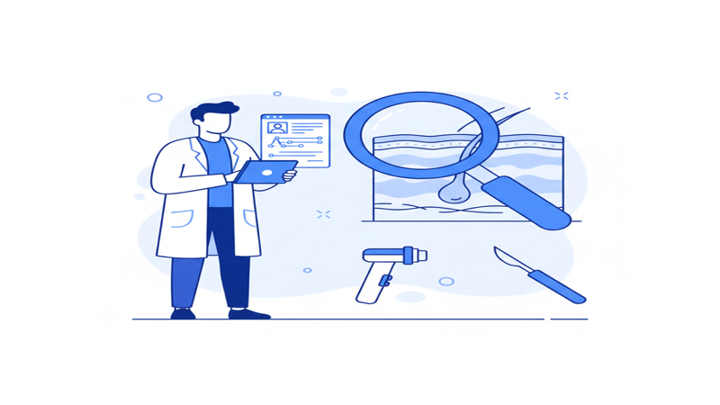 Ilustración sobre gestión digital de pacientes en dermatología