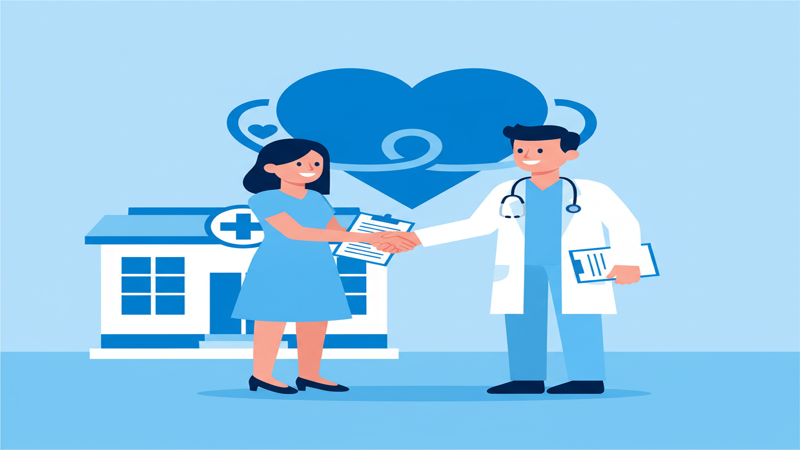 Ilustración sobre fidelización de pacientes en consulta médica