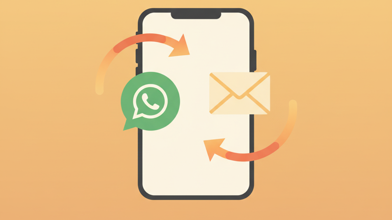 Ilustración de integración WhatsApp y email para atención al paciente