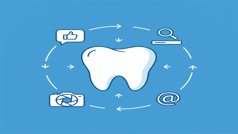 Ilustración de marketing digital para clínicas dentales