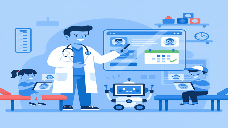 Ilustración de automatización de consulta de pediatría