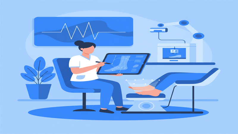 Ilustración sobre gestión digital de consulta de podología