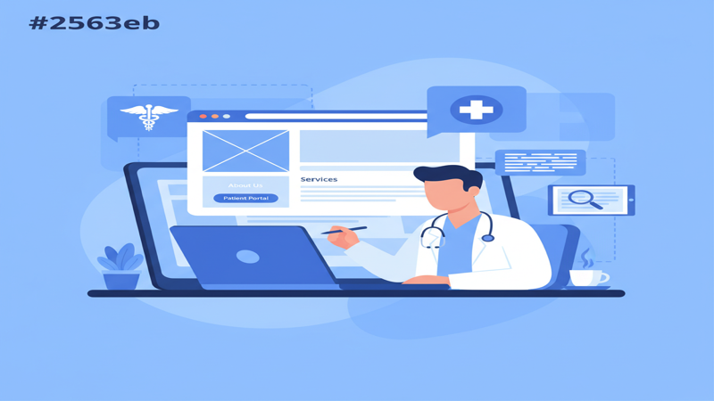 Ilustración de creación de web profesional para médicos